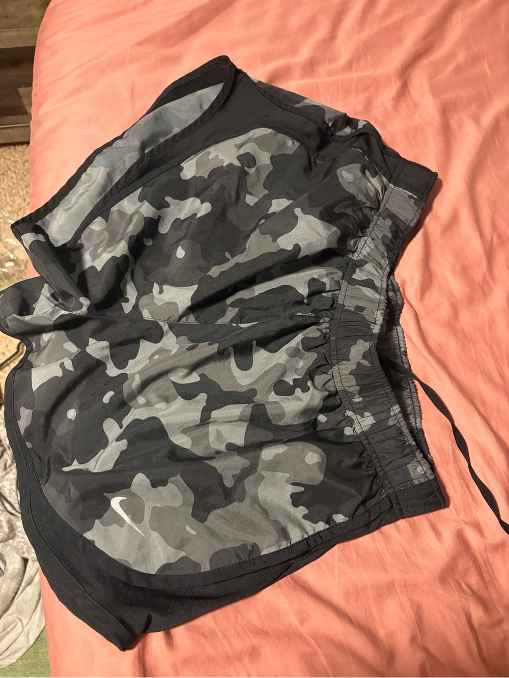 Nike Women's Black & Gray Camo Running Shorts